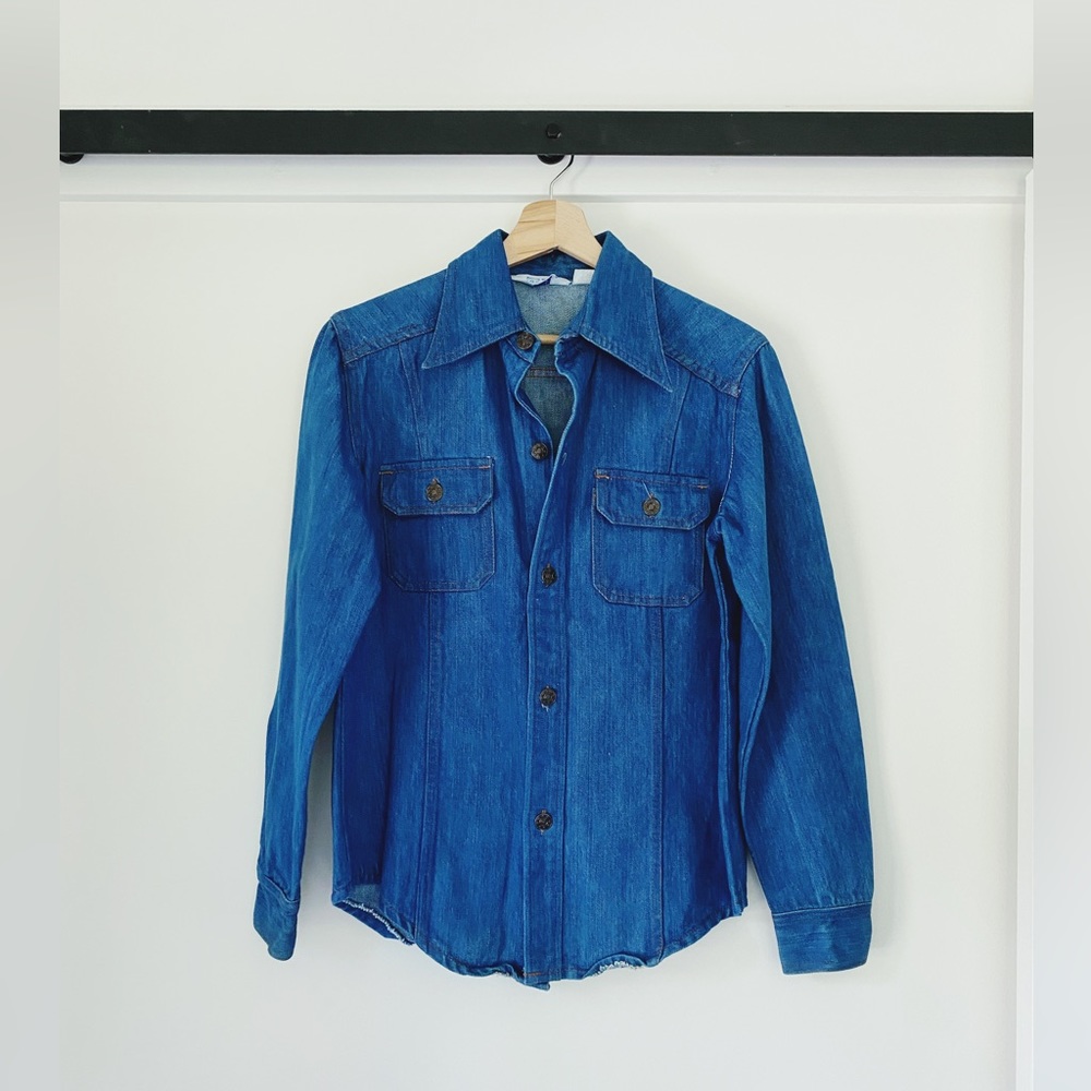 Vintage Sears Denim Button Down Blouse - image 1
